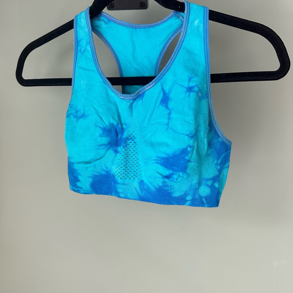 Blue Tie-Dye Sports Bra